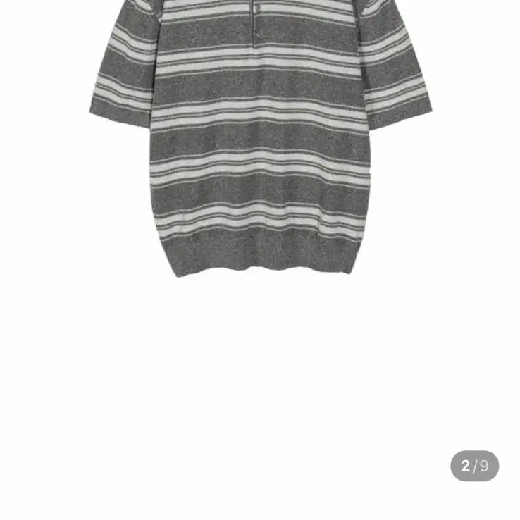 [BUNJANG] THE IZZAT COLLECTION Stripe Half Knit Polo Deep Grey / 인더로우 스트라이프 하프 니트 폴로 딥그레이