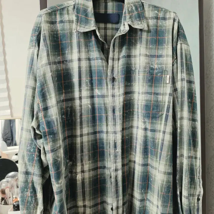 [BUNJANG] Joon Gi 26SS Island Green Check Pattern Washed Shirt 48 / 준지 26ss 아일랜드 그린 48