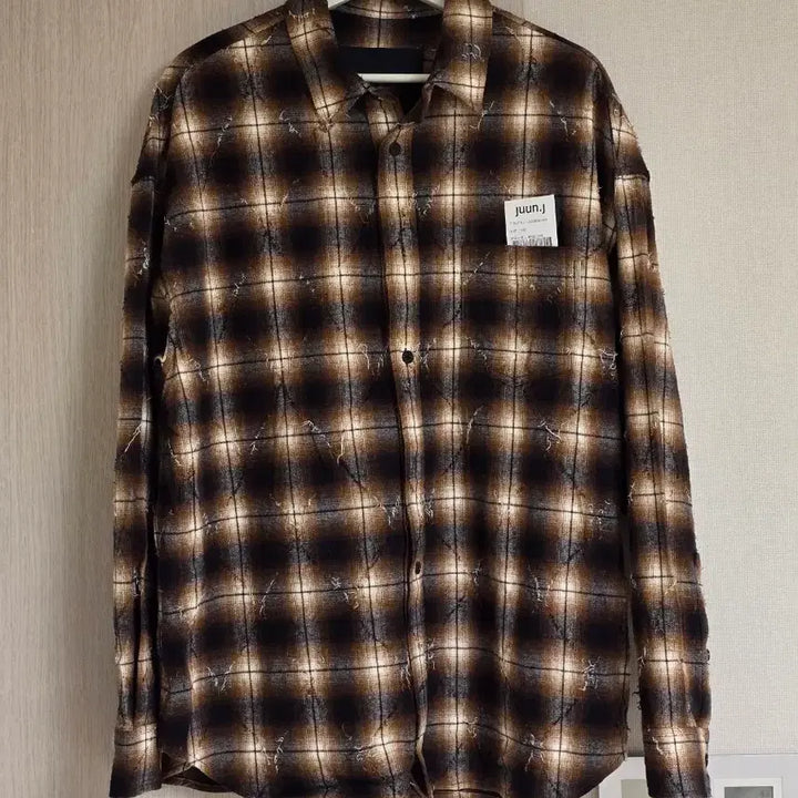 [BUNJANG] Juun.J Argyle Brown Shirt Size 46 / 준지 아가일 브라운 셔츠 46 새제품