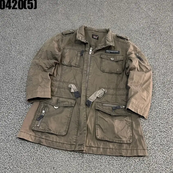 [BUNJANG] Fubu Khaki Green Parka Jacket / 후부 푸부 카키색 야상 스타일 점퍼l 0420