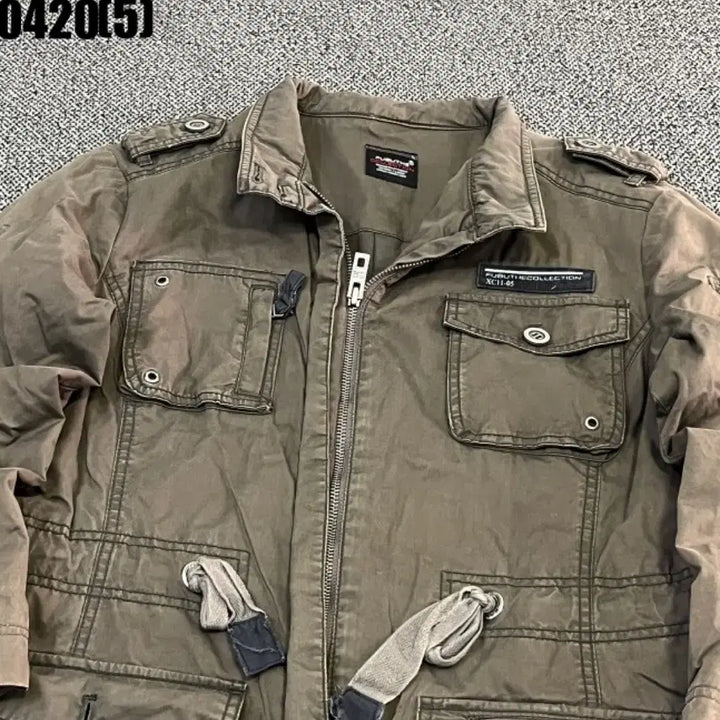 [BUNJANG] Fubu Khaki Green Parka Jacket / 후부 푸부 카키색 야상 스타일 점퍼l 0420