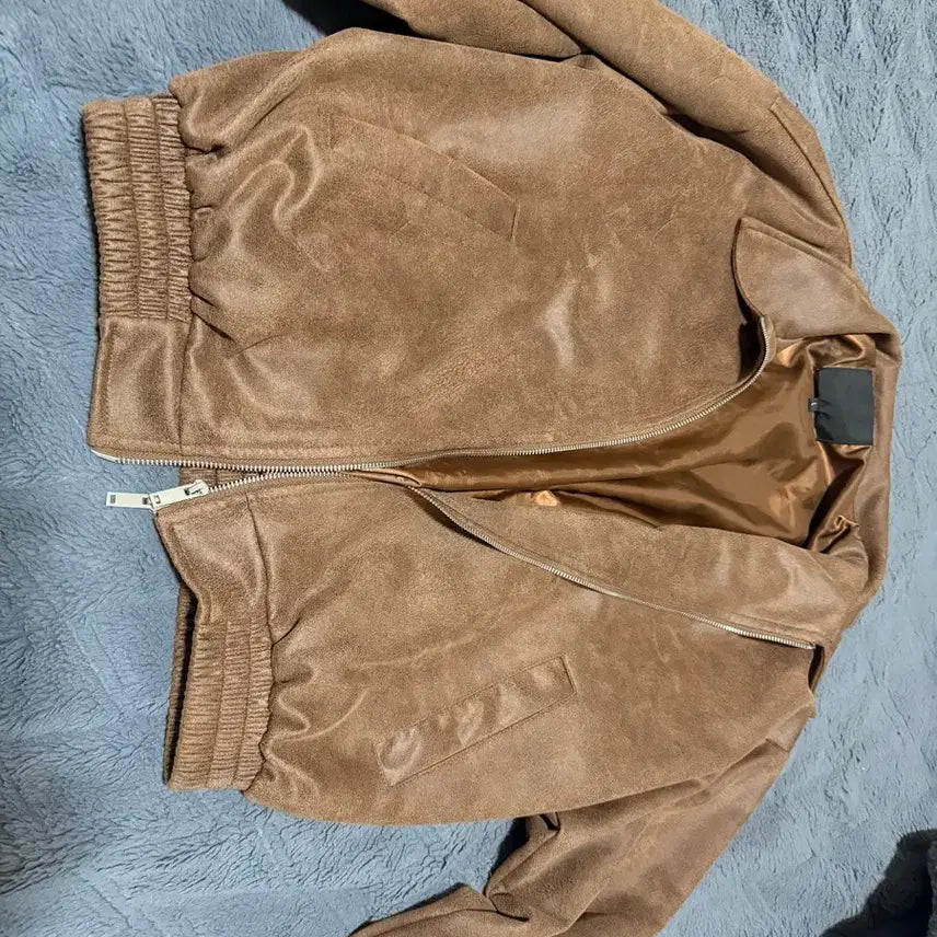 [BUNJANG] Suede Brown Bomber Jacket / 스웨이드 브라운 봄버 자켓
