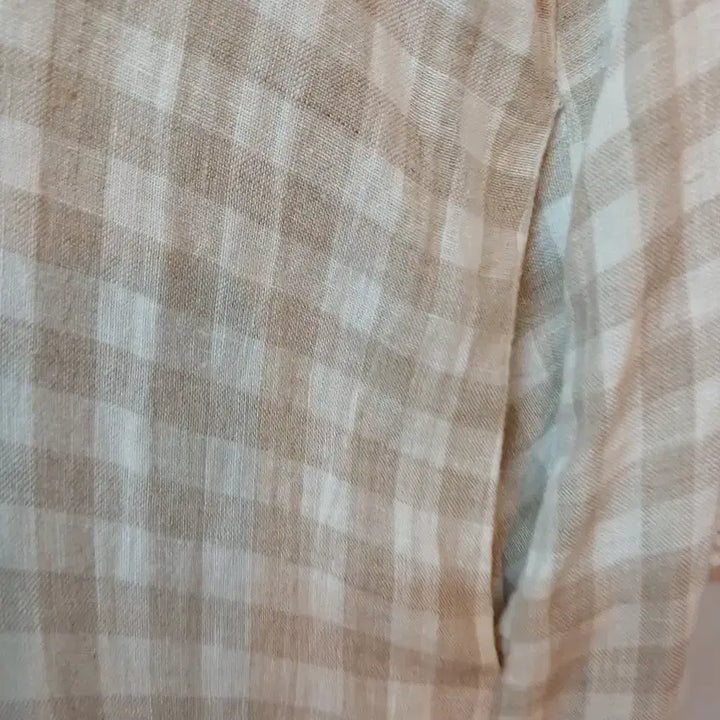 [SOLD OUT] 린넨  체크 롱 원피스 L정도