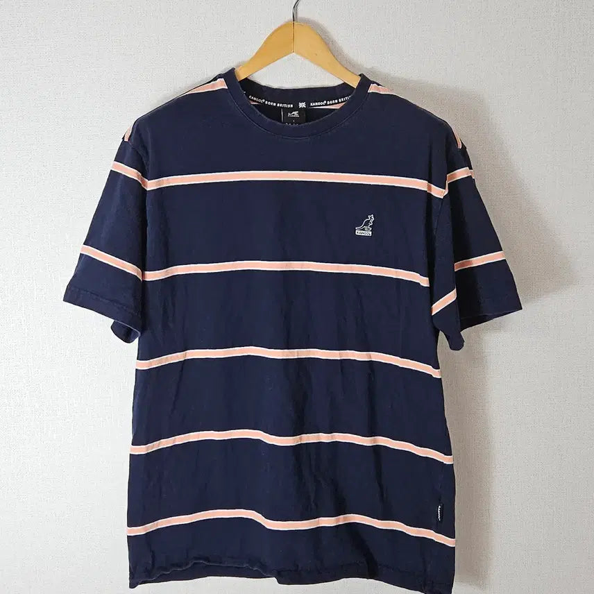 [BUNJANG] Kangol Stripe Short Sleeve T-Shirt L / 캉골 스트라이프 네이비 반팔 티셔츠 L