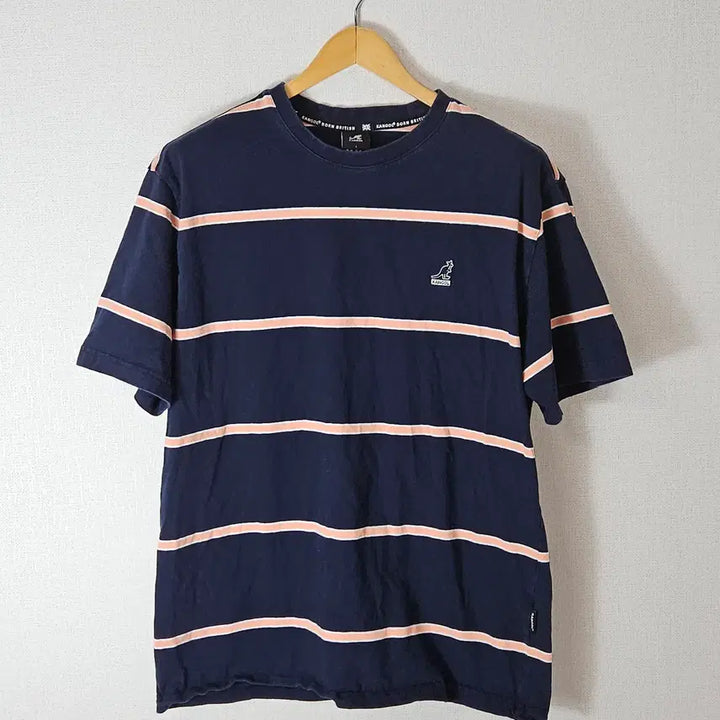 [BUNJANG] Kangol Stripe Short Sleeve T-Shirt L / 캉골 스트라이프 네이비 반팔 티셔츠 L