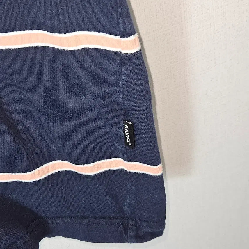 [BUNJANG] Kangol Stripe Short Sleeve T-Shirt L / 캉골 스트라이프 네이비 반팔 티셔츠 L