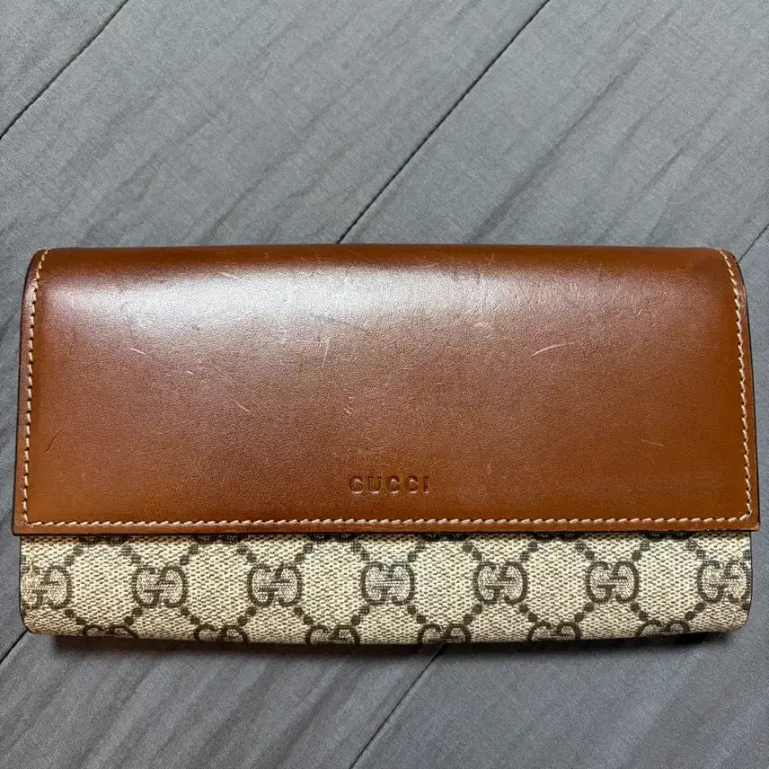 [BUNJANG] Gucci GG Supreme Bi-Fold Long Wallet 410100 Brown / 구찌 GG 수프림 장지갑 410100 브라운