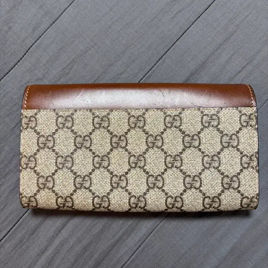 [BUNJANG] Gucci GG Supreme Bi-Fold Long Wallet 410100 Brown / 구찌 GG 수프림 장지갑 410100 브라운