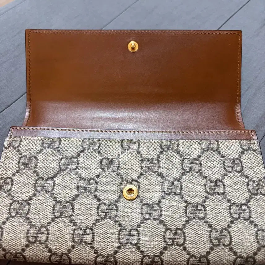 [BUNJANG] Gucci GG Supreme Bi-Fold Long Wallet 410100 Brown / 구찌 GG 수프림 장지갑 410100 브라운