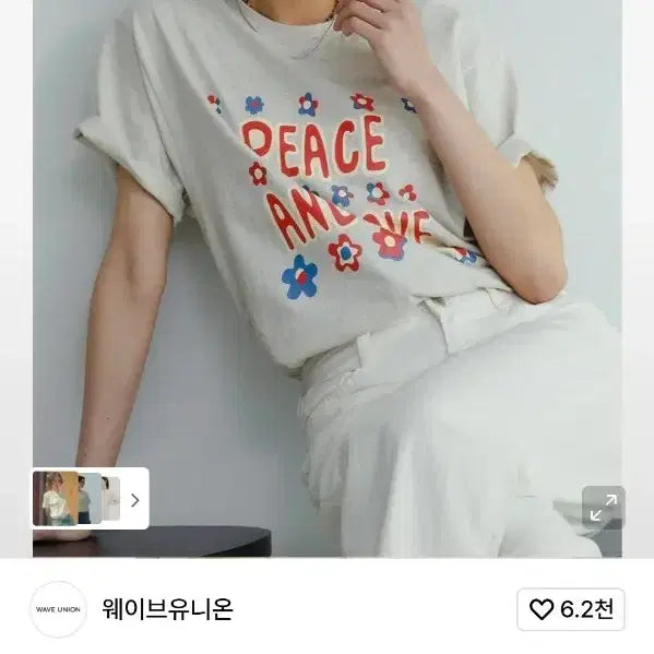 [BUNJANG] Wave Union PEACE and LOVE Graphic T-Shirt / 무신사 웨이브유니온 PEACE and LOVE 그래픽 반팔 티셔츠