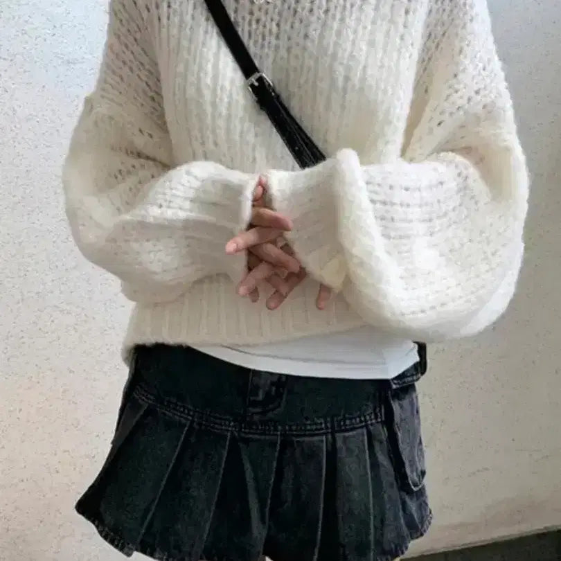 [BUNJANG] Acuvee Club Ivory Net Knit Top / 아쿠비클럽 아이보리 그물망 니트 판매