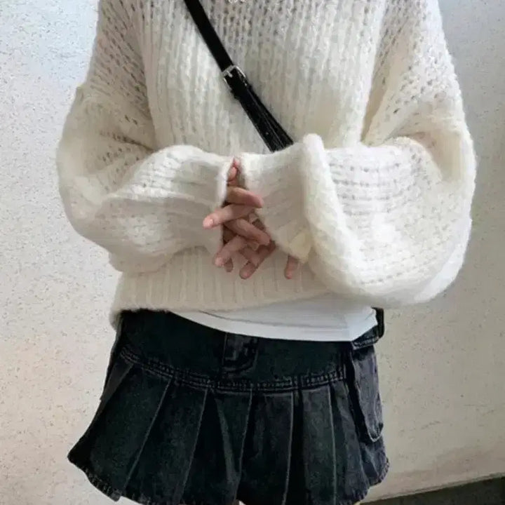 [BUNJANG] Acuvee Club Ivory Net Knit Top / 아쿠비클럽 아이보리 그물망 니트 판매
