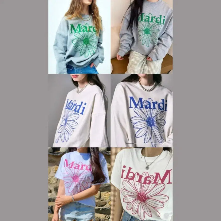 [BUNJANG] Mardi Mercredi Flower Collection Bundle Set / 마르디 메크르디 플라워 맨투맨, 반팔 모음 교신
