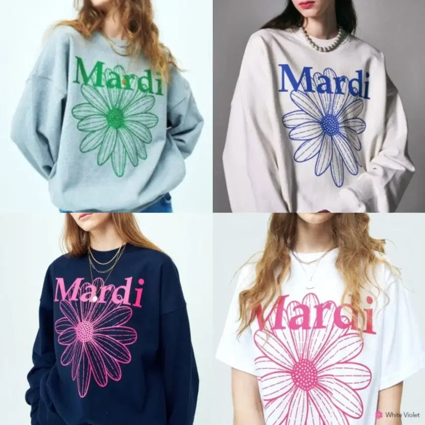 [BUNJANG] Mardi Mercredi Flower Collection Bundle Set / 마르디 메크르디 플라워 맨투맨, 반팔 모음 교신
