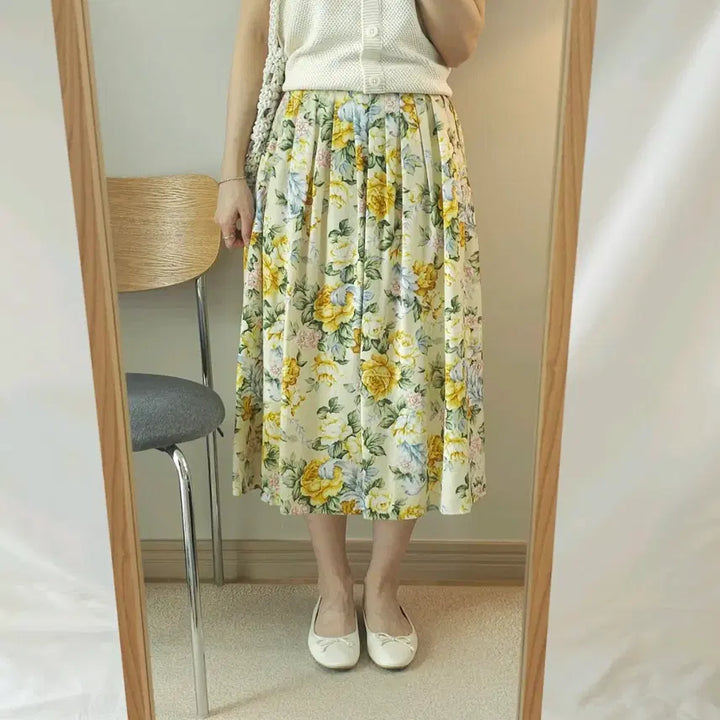 [BUNJANG] Gerard Darel Floral A-Line Skirt / (S)제라드다렐 여성 A라인 스커트 플라워 옐로우 W3083