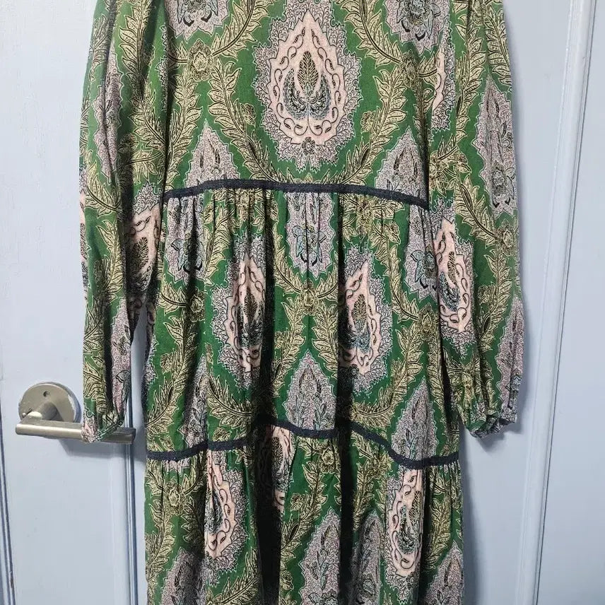 [BUNJANG] Thursday Island Green Paisley Long Dress / 써스데이아일랜드 그린 페이즐리 롱 원피스