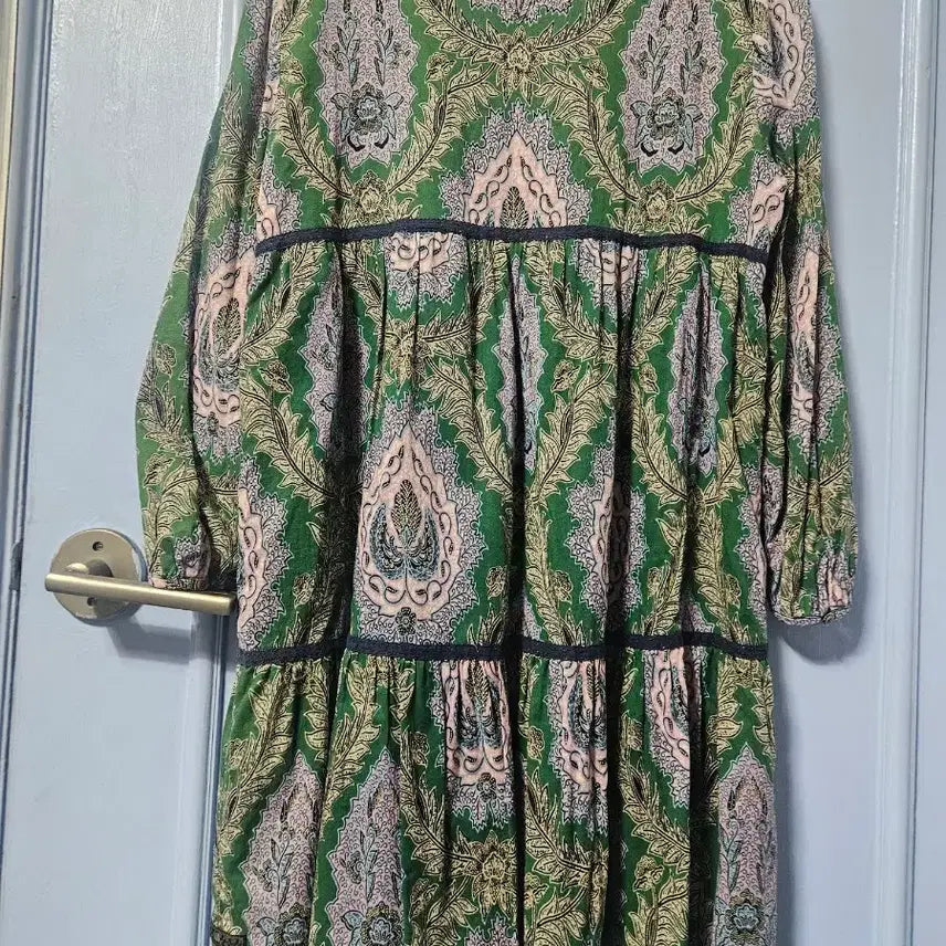 [BUNJANG] Thursday Island Green Paisley Long Dress / 써스데이아일랜드 그린 페이즐리 롱 원피스
