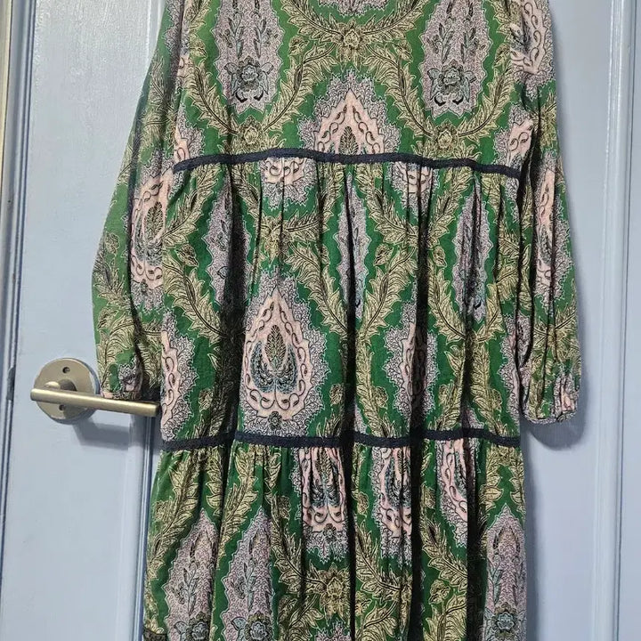 [BUNJANG] Thursday Island Green Paisley Long Dress / 써스데이아일랜드 그린 페이즐리 롱 원피스