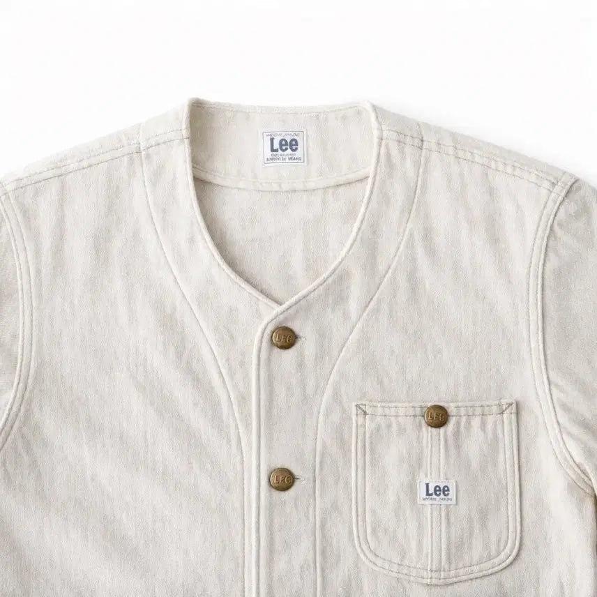 [BUNJANG] Lee x Beams Collarless Coverall Jacket - Ecru (Size M) / Lee x Beams 커버올 자켓