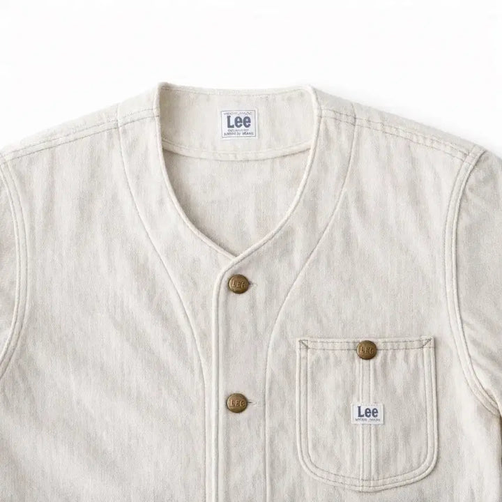 [BUNJANG] Lee x Beams Collarless Coverall Jacket - Ecru (Size M) / Lee x Beams 커버올 자켓