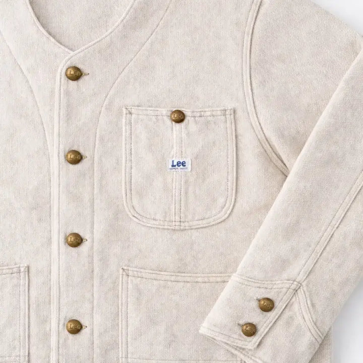 [BUNJANG] Lee x Beams Collarless Coverall Jacket - Ecru (Size M) / Lee x Beams 커버올 자켓