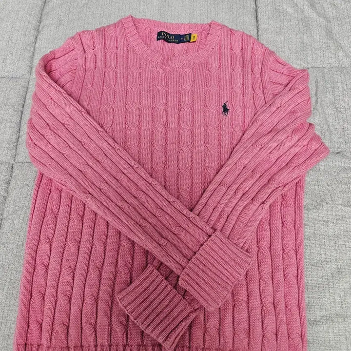 [BUNJANG] Polo Ralph Lauren Pink Cable Knit Sweater / 폴로 랄프로렌 핑크 케이블 니트 M