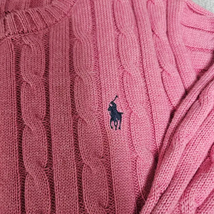 [BUNJANG] Polo Ralph Lauren Pink Cable Knit Sweater / 폴로 랄프로렌 핑크 케이블 니트 M