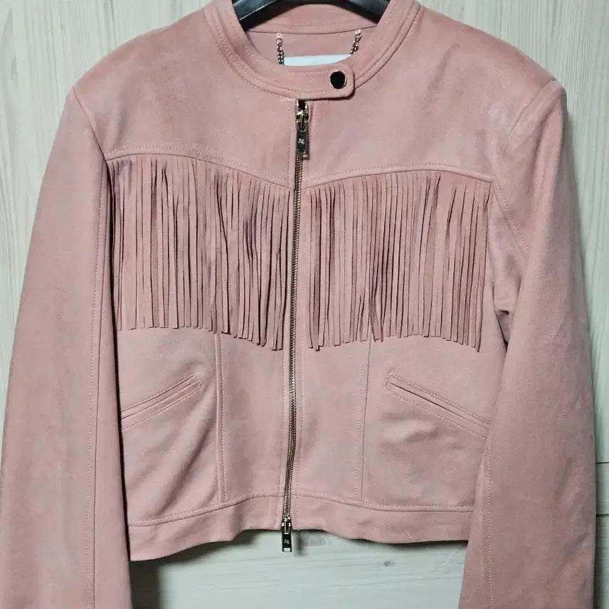 [BUNJANG] Gangjame Pink Suede Fringe Jacket / 강자매 핑크 스웨이드 프린지 자켓
