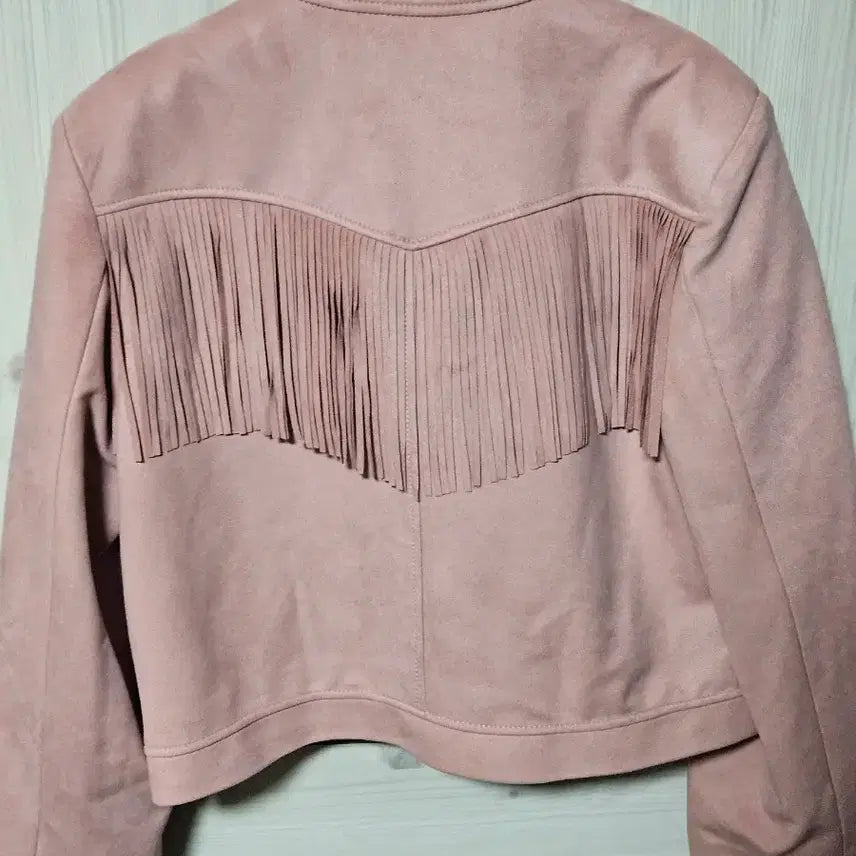 [BUNJANG] Gangjame Pink Suede Fringe Jacket / 강자매 핑크 스웨이드 프린지 자켓