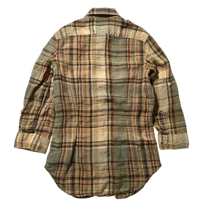 [BUNJANG] Ralph Lauren Linen Shoulder Patch Check Shirt / [여S] 랄프로렌 린넨 견장 체크 셔츠