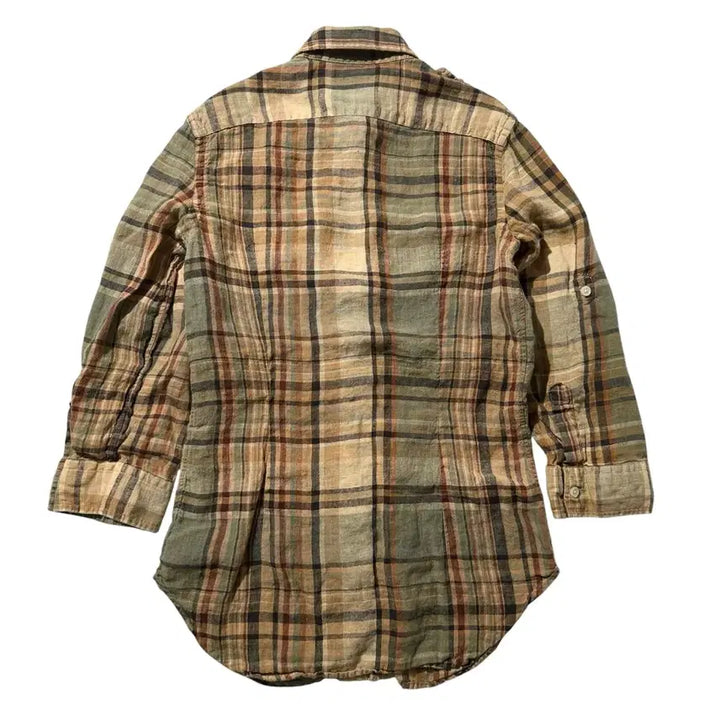 [BUNJANG] Ralph Lauren Linen Shoulder Patch Check Shirt / [여S] 랄프로렌 린넨 견장 체크 셔츠