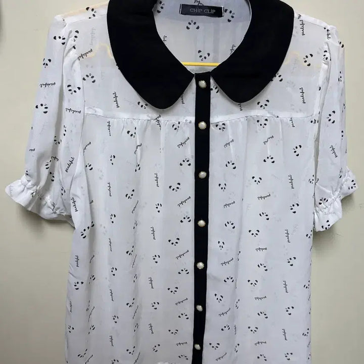 [BUNJANG] Chip Clip Panda Pattern Vintage Blouse / 일본 빈티지 칩클립 판다 패턴 블라우스 모리걸