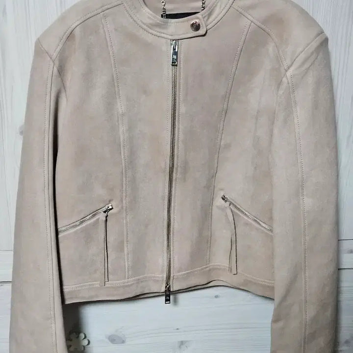[BUNJANG] Gangjame Beige Suede Rider Jacket / 강자매 베이지 스웨이드 라이더 자켓