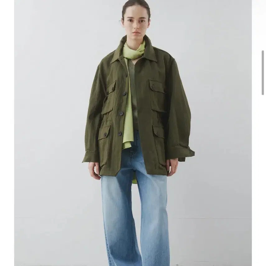 [BUNJANG] Moondal Luster Safari Jacket Olive / Luster safari jacket in olive 문달