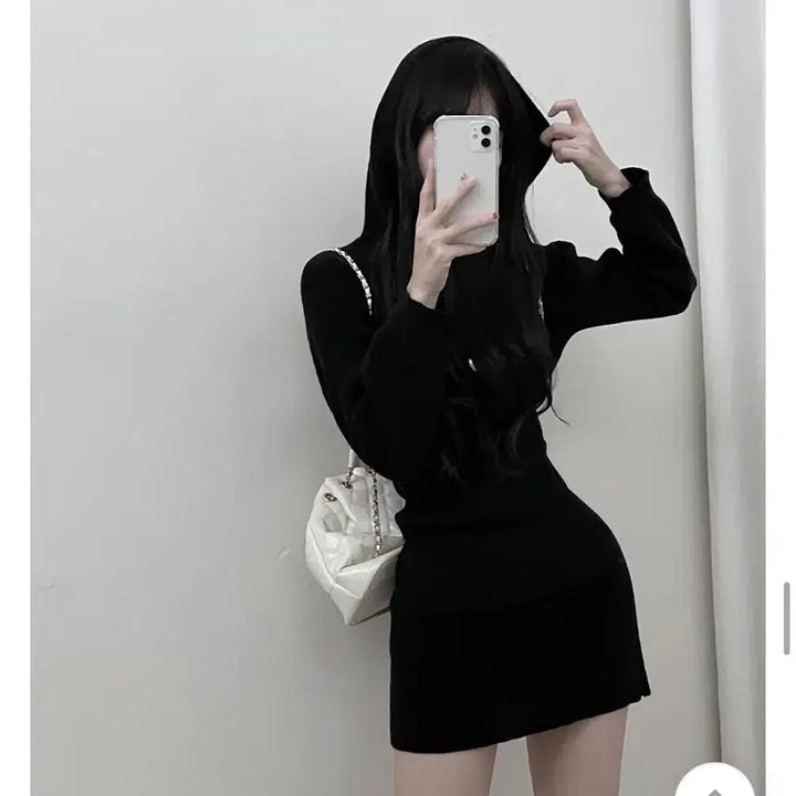 [BUNJANG] Ablley Bodycon Hooded Knit Dress / 에이블리 딱붙핏 후드 니트 원피스