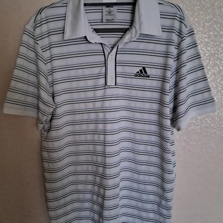 [BUNJANG] Adidas Striped Short Sleeve Polo Shirt / 아디다스 스트라이프 반팔 폴로티