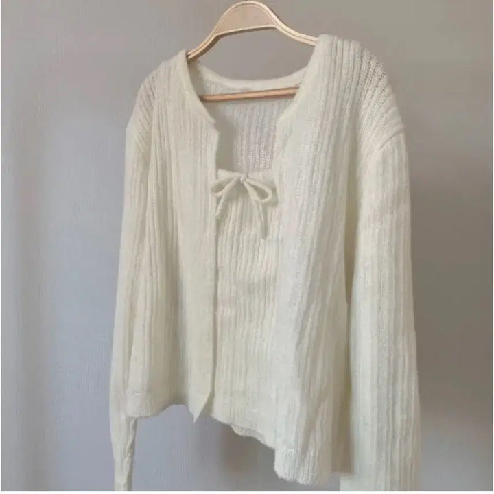 [BUNJANG] Ribbon Knit Tank Cardigan Set / 리본 니트 나시 가디건 세트