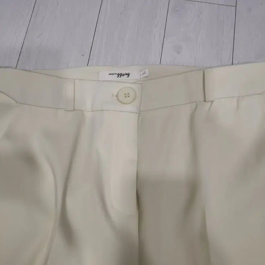 [BUNJANG] Ivory Wide Leg Slacks Pants / 아이보리색 와이드 슬랙스 바지