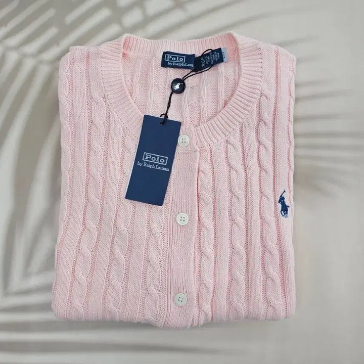 [BUNJANG] Polo Ralph Lauren Cable Knit Cardigan / 폴로 랄프로렌 케이블 니트 가디건 핑크/네이비
