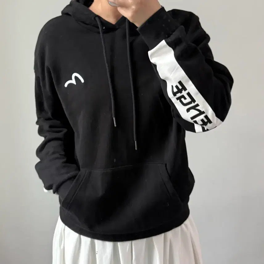 [BUNJANG] Evisu Black Hoodie / [L] 에비수 블랙 후드티