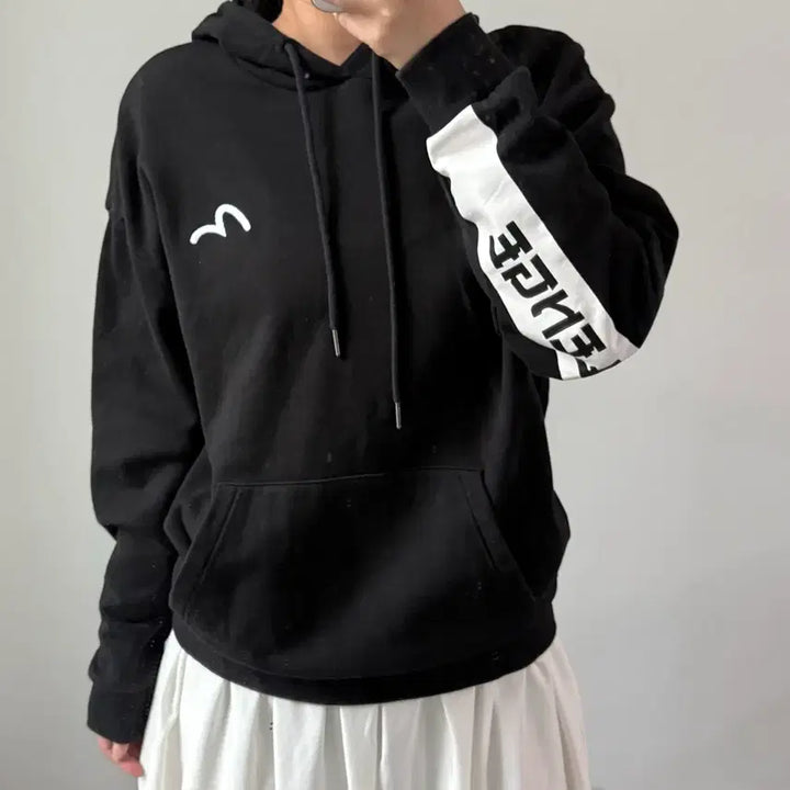 [BUNJANG] Evisu Black Hoodie / [L] 에비수 블랙 후드티