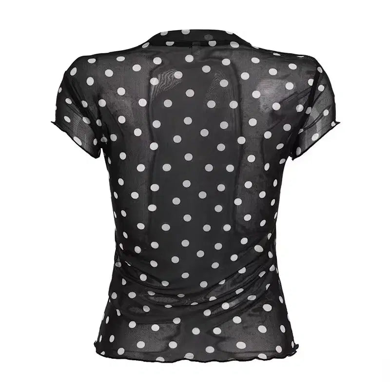 [BUNJANG] Two-Color Dot See-Through T-Shirt / [2컬러] 도트 시스루티셔츠 시스루 반팔티 땡땡이티셔츠 y2k 갸루