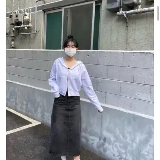 [BUNJANG] Black Indigo Denim Long Skirt / 흑청 데님 롱스커트