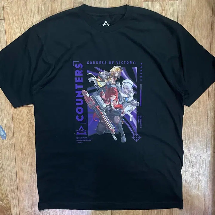[BUNJANG] Goddess of Victory: NIKKE Counter:Side Characters Raphael Neon Anise Graphic T-Shirt / 승리의여신 니케 카운터스 블랙 일러스트 캐릭터 반팔티