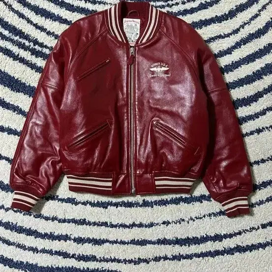 [BUNJANG] AVIREX Icon Leather Varsity Jacket / 아비렉스 가죽자켓 아이콘