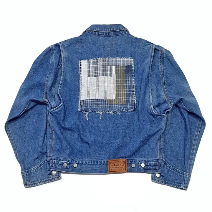 [BUNJANG] Polo Country Denim Trucker Jacket Patchwork (100-105) L / 폴로컨트리 데님 트러커 덩가리 보로 패치워크 (100-105) L