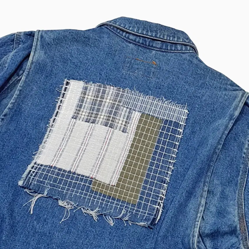 [BUNJANG] Polo Country Denim Trucker Jacket Patchwork (100-105) L / 폴로컨트리 데님 트러커 덩가리 보로 패치워크 (100-105) L