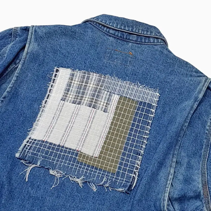 [BUNJANG] Polo Country Denim Trucker Jacket Patchwork (100-105) L / 폴로컨트리 데님 트러커 덩가리 보로 패치워크 (100-105) L