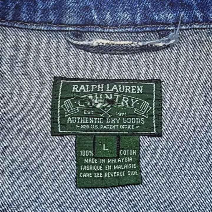 [BUNJANG] Polo Country Denim Trucker Jacket Patchwork (100-105) L / 폴로컨트리 데님 트러커 덩가리 보로 패치워크 (100-105) L