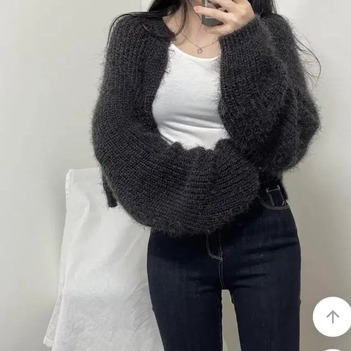 [BUNJANG] Pine Needle Crop Bolero Cardigan / 솔잎 크롭 볼레로 가디건